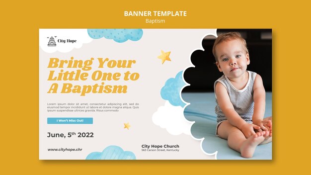 Flache Design-Taufbanner-Vorlage