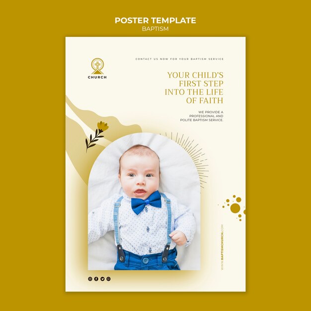Flache Design-Taufplakat-Vorlage