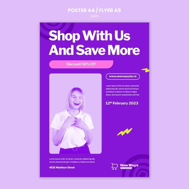 Flache Design-Verkaufsrabatt-Poster-Vorlage