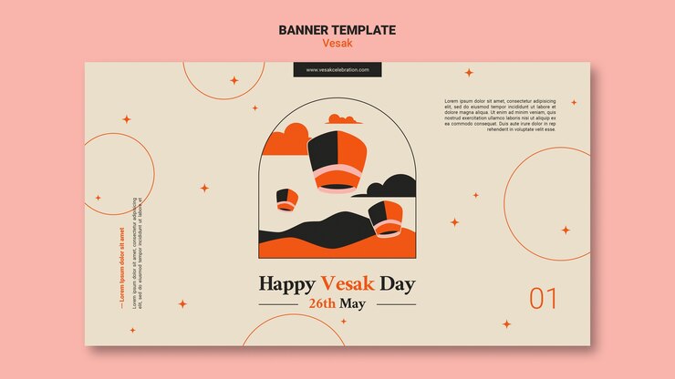 Kostenlose PSD flache design-vesak-banner-vorlage