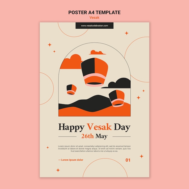 Flache design-vesak-poster-vorlage