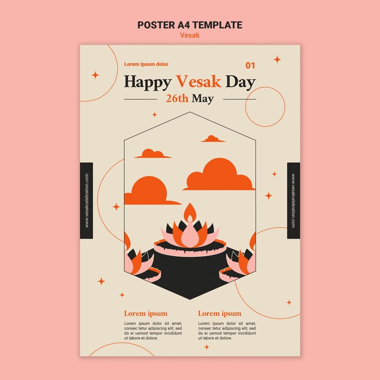 Kostenlose PSD flache design-vesak-poster-vorlage