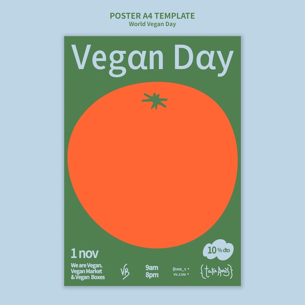 Flache design-vorlage für den veganen tag der welt