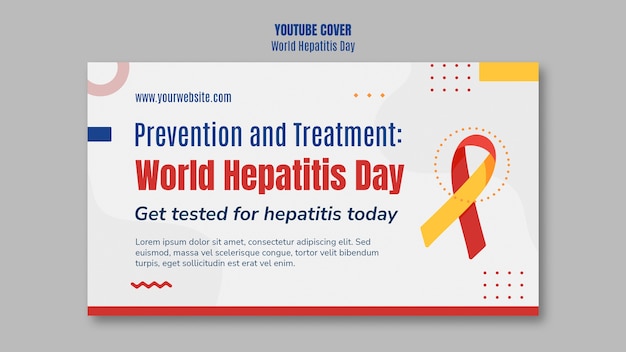Flache design-youtube-cover-vorlage zum welt-hepatitis-tag