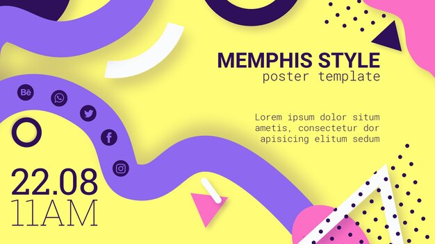 Flache gelbe Memphis-Artfahne