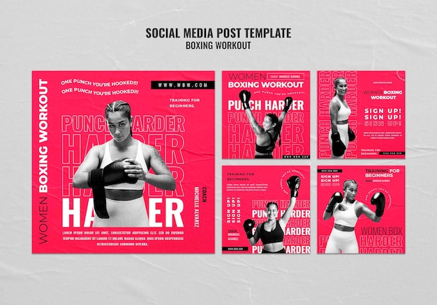 Kostenlose PSD flaches design boxing instagram social media vorlagendesign