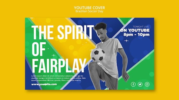 Flaches Design brasilianischer Fußball YouTube-Cover