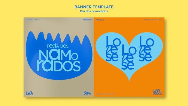 Flaches Design dia dos Namorados Banner Vorlage