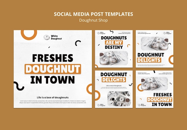 Kostenlose PSD flaches design-donut-shop-instagram-post-vorlage