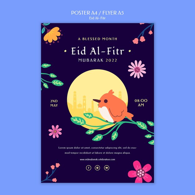 Flaches Design eid al fitr Plakatvorlage