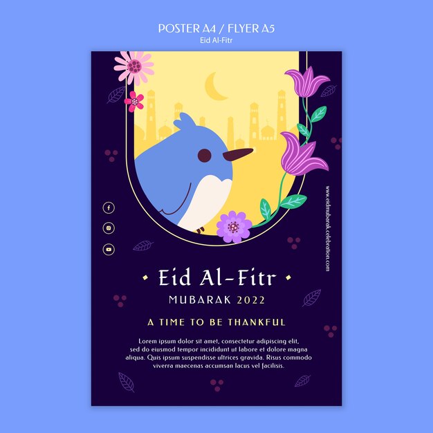 Flaches Design eid al fitr Plakatvorlage