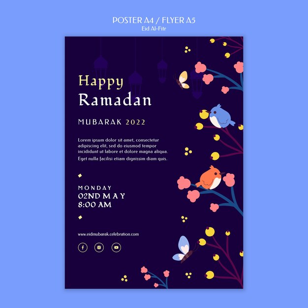 Flaches Design eid al fitr Plakatvorlage