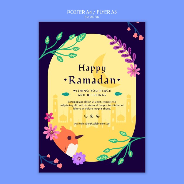 Flaches Design eid al fitr Plakatvorlage