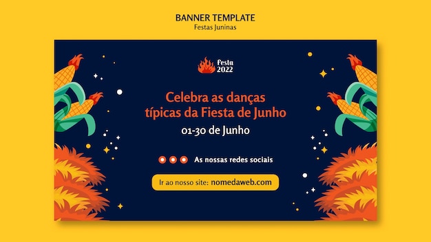 Kostenlose PSD flaches design festas juninas banner-vorlage