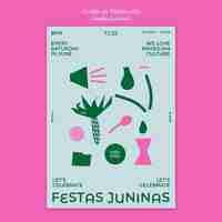 Kostenlose PSD flaches design festas juninas plakatvorlage