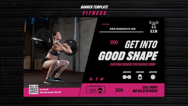 Kostenlose PSD flaches design-fitness-template-design