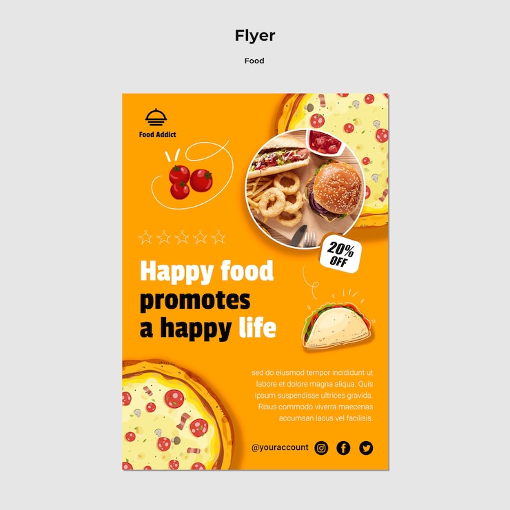 Kostenlose PSD flaches design flyer essensvorlage