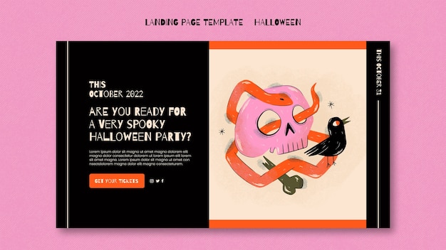 Kostenlose PSD flaches design halloween landing page vorlage