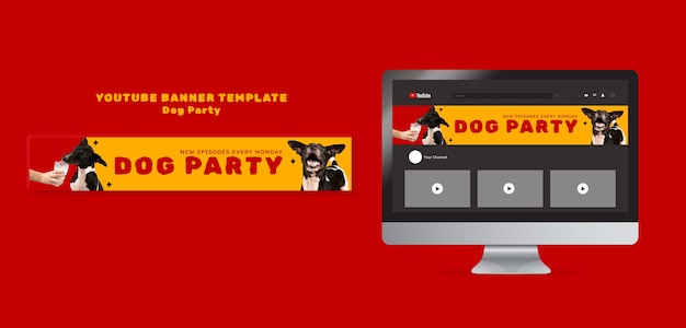 Flaches design-hundeparty-youtube-banner