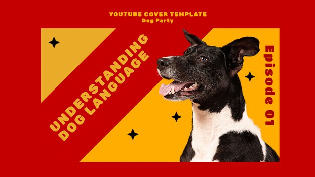 Flaches Design-Hundeparty-Youtube-Cover