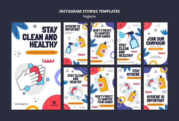 Kostenlose PSD flaches design hygiene instagram stories vorlage