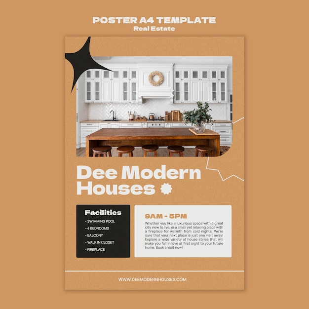 Flaches Design-Immobilien-Design-Vorlage