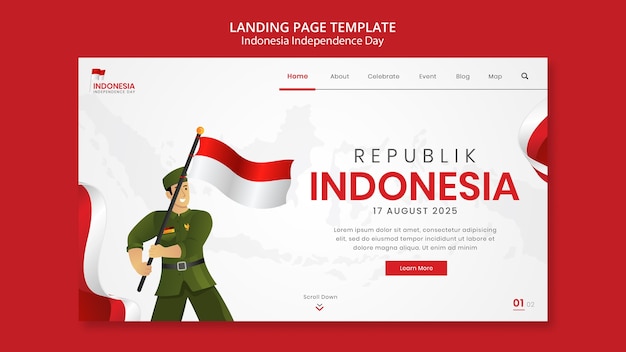Flaches Design Indonesien Unabhängigkeitstag Vorlage