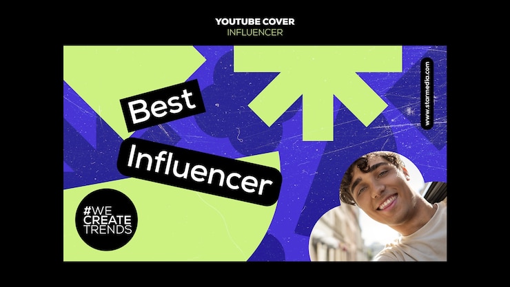 Kostenlose PSD flaches design-influencer-job-youtube-cover