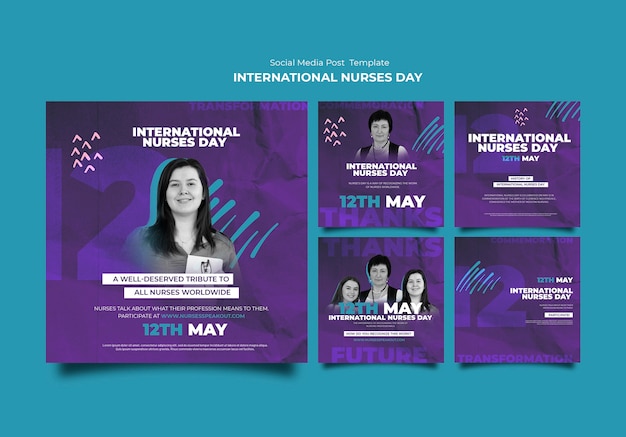 Kostenlose PSD flaches design internationale krankenschwestern tag instagram beiträge vorlage