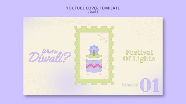 Kostenlose PSD flaches design kerze happy diwali youtube cover