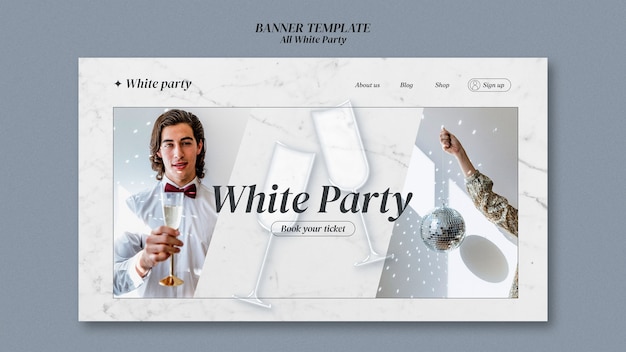 Kostenlose PSD flaches design, komplett weiße party-landingpage-vorlage