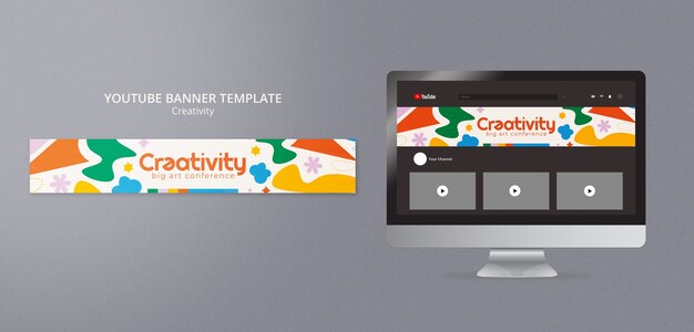 Flaches Design-Kreativitätskonzept-Youtube-Banner