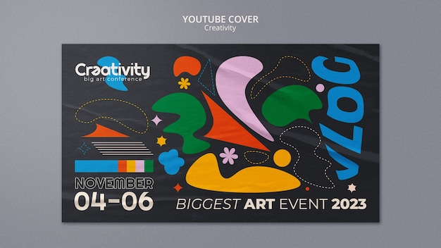 Kostenlose PSD flaches design-kreativitätskonzept-youtube-cover