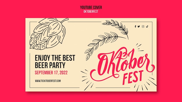 Flaches design oktoberfest youtube-vorlage