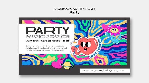 Kostenlose PSD flaches design-party-template-design