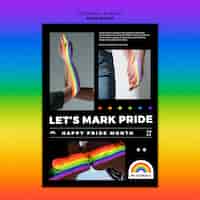 Kostenlose PSD flaches design pride month poster vorlage