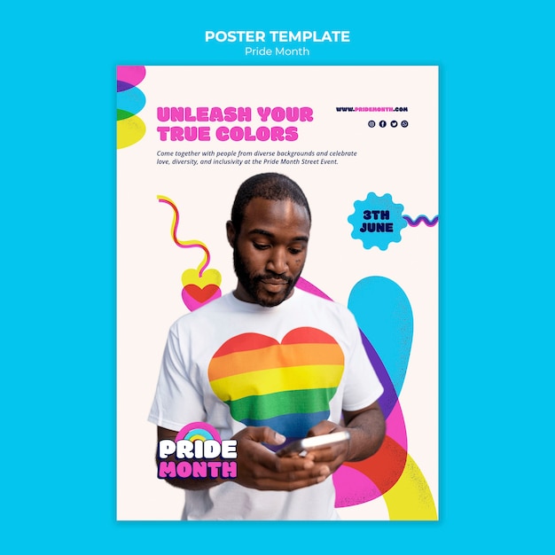 Flaches design pride month poster vorlage