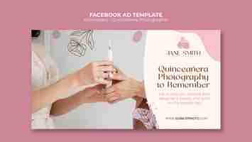 Kostenlose PSD flaches design quinceanera facebook-anzeigenvorlage