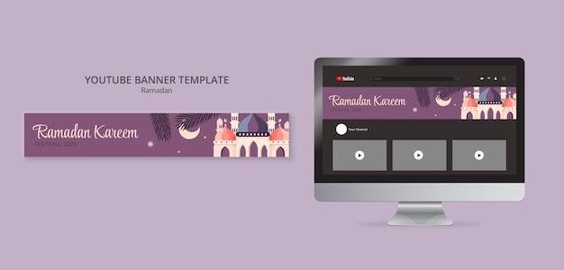 Kostenlose PSD flaches design ramadan feier youtube banner