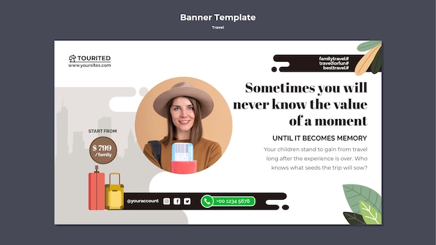 Flaches Design Reise-Banner-Template-Design