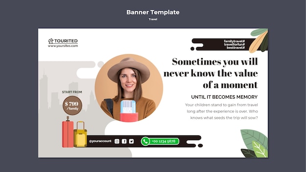 Kostenlose PSD flaches design reise-banner-template-design
