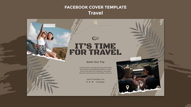Flaches Design Reisekonzept Facebook-Cover-Vorlage