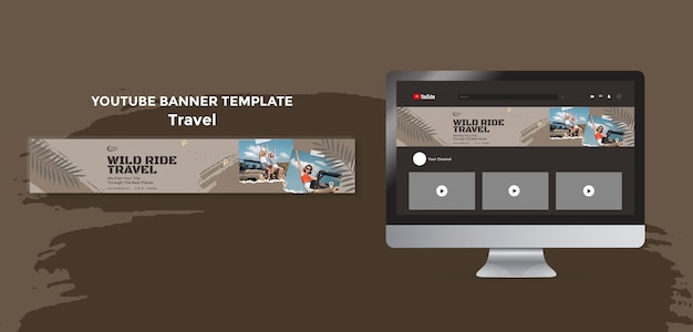 Flaches Design reisendes Konzept YouTube-Banner