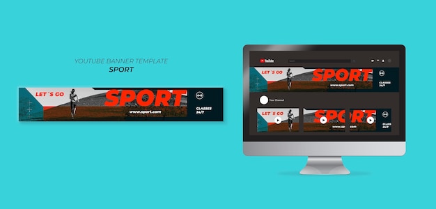 Flaches Design-Sportkonzept-Youtube-Banner