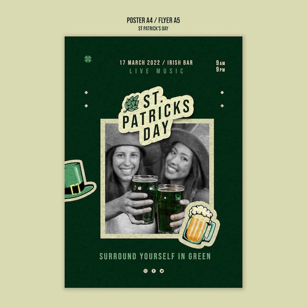 Flaches design st. patrick's day vorlage