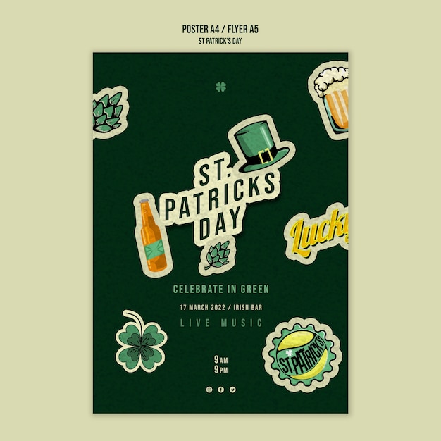 Kostenlose PSD flaches design st. patrick's day vorlage