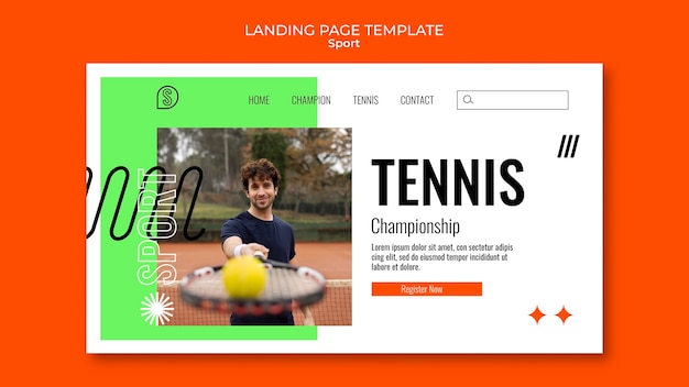 Kostenlose PSD flaches design-tennis-vorlage