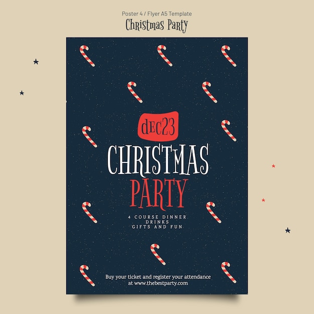 Kostenlose PSD flaches design-weihnachtsfeierplakat