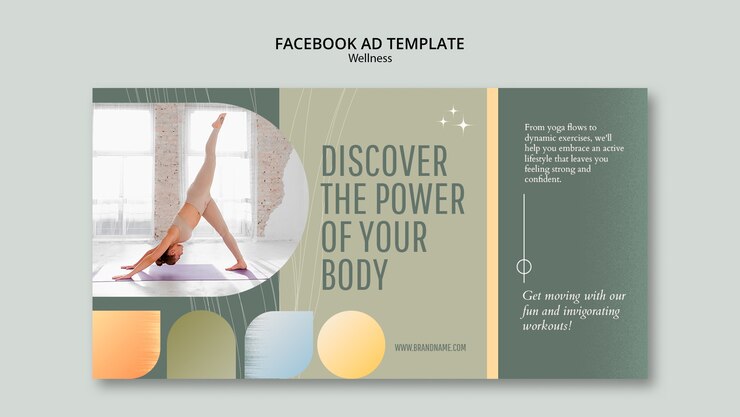 Kostenlose PSD flaches design-wellness-konzept facebook-vorlage