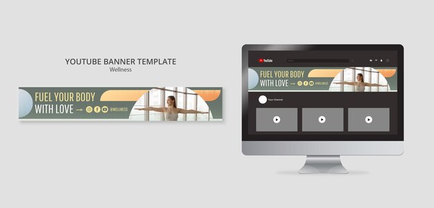 Flaches Design-Wellness-Konzept YouTube-Banner